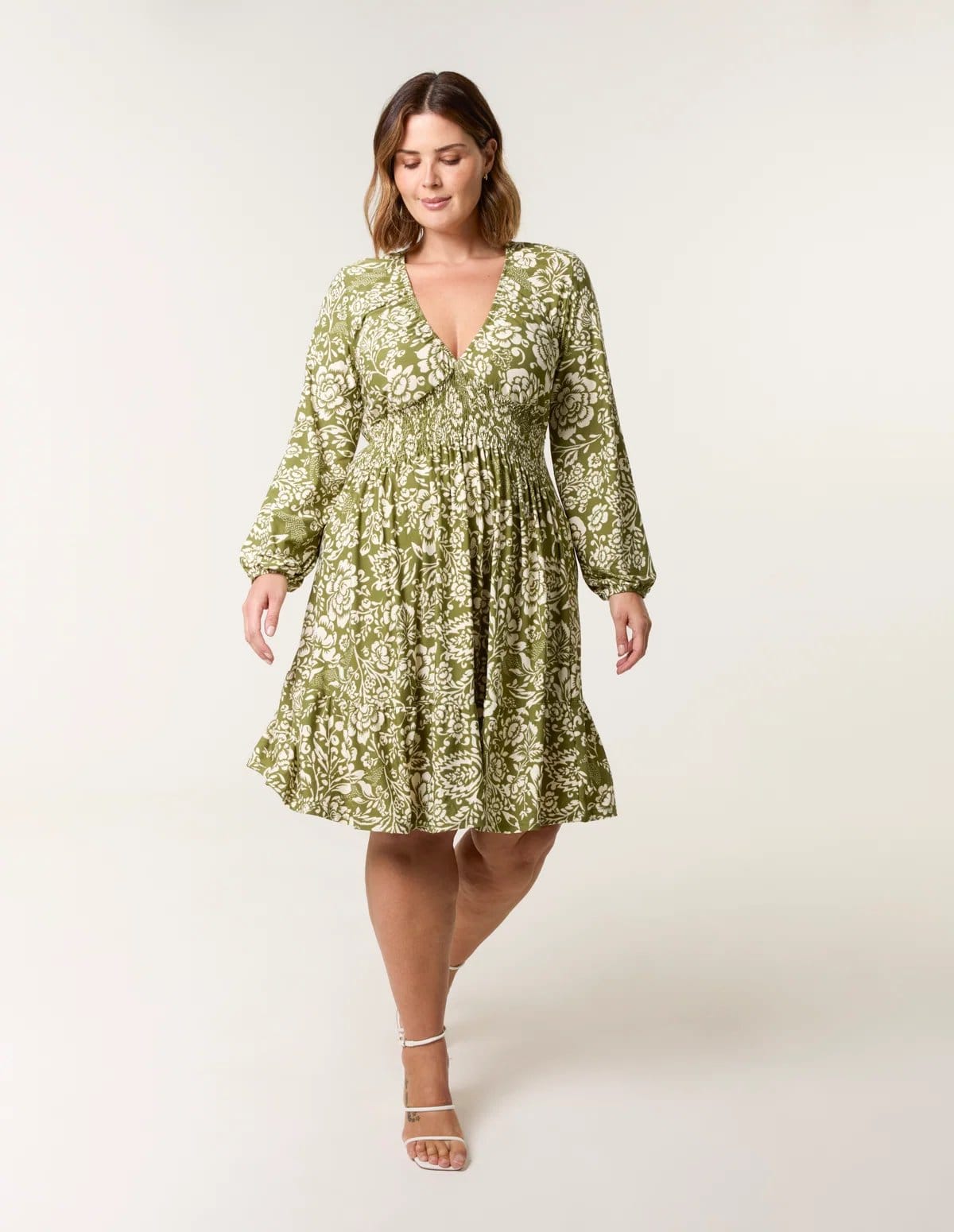 Blue Vanilla Curve Shirred Neck Elastic Mini Dress - 4