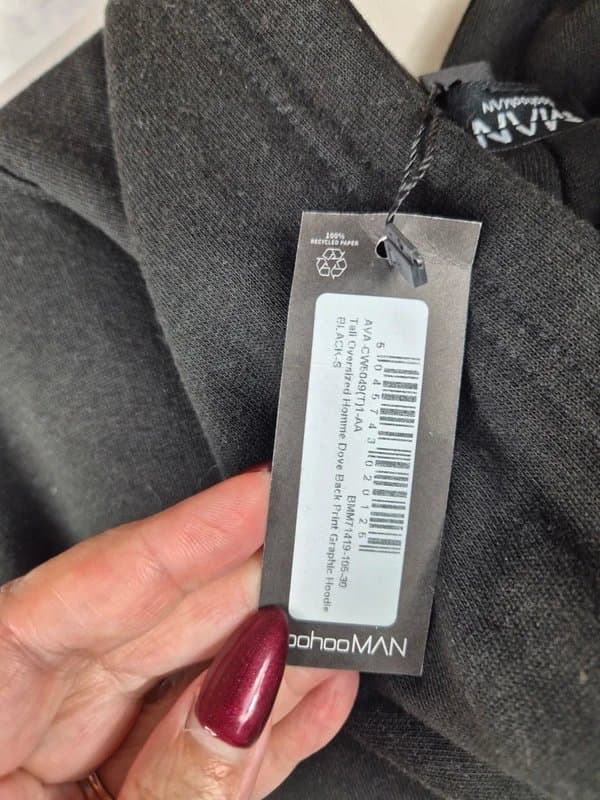 Boohoo (731) boohoo man homme dove graphic hoodie size small