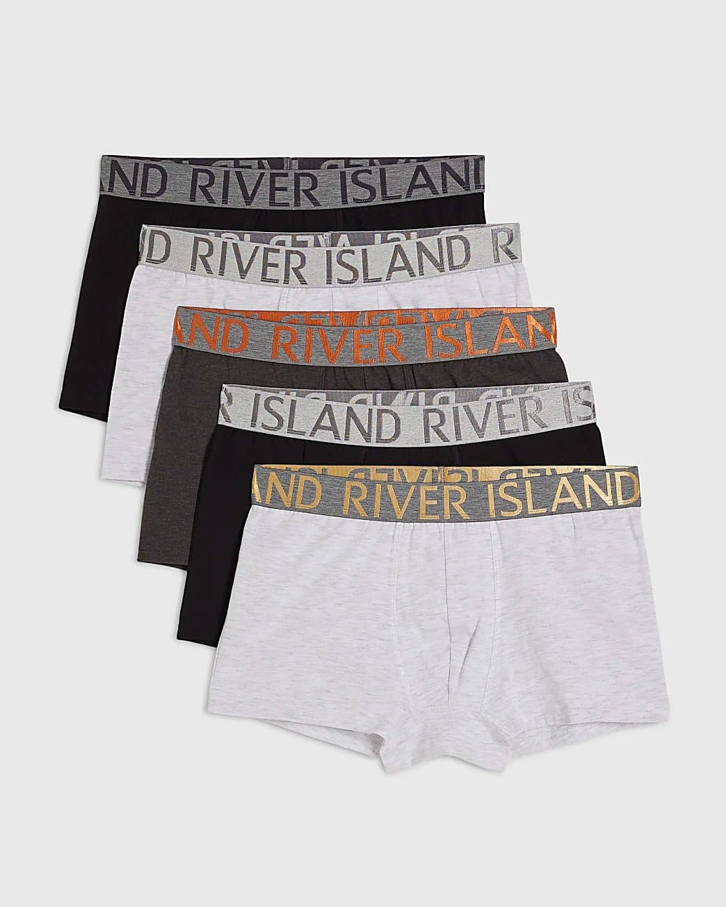 River Island Mens River Island Grey Mixed Pack Of 5 Trunks