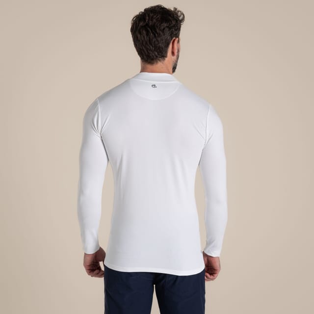 Craghoppers Craghoppers Men's NosiLife Insect-Repellent Long Sleeved Golf Mock Neck Top in White - 2