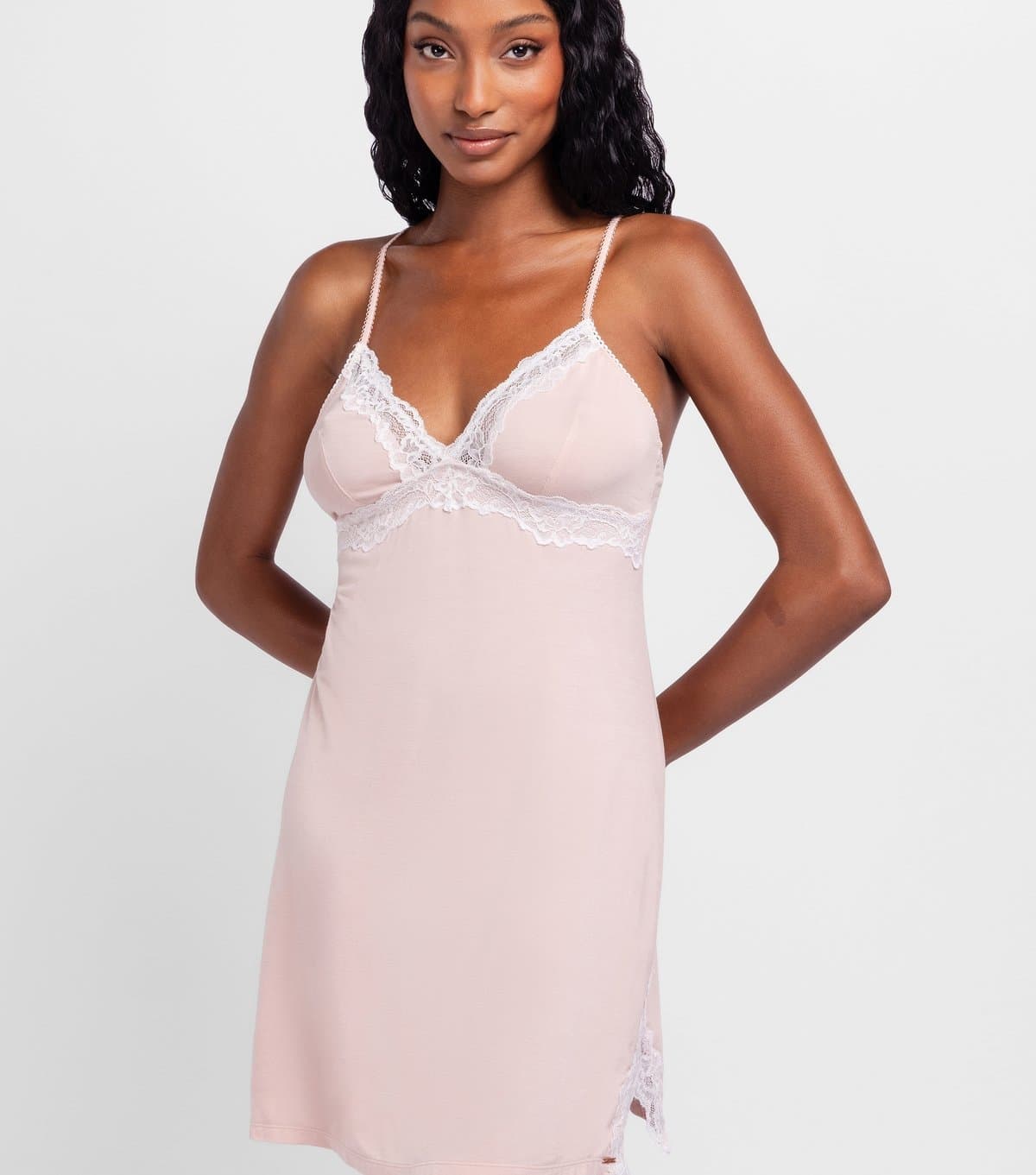 Dorina Women's Pink Lace Trimmed Cami Dress Dorina New Look