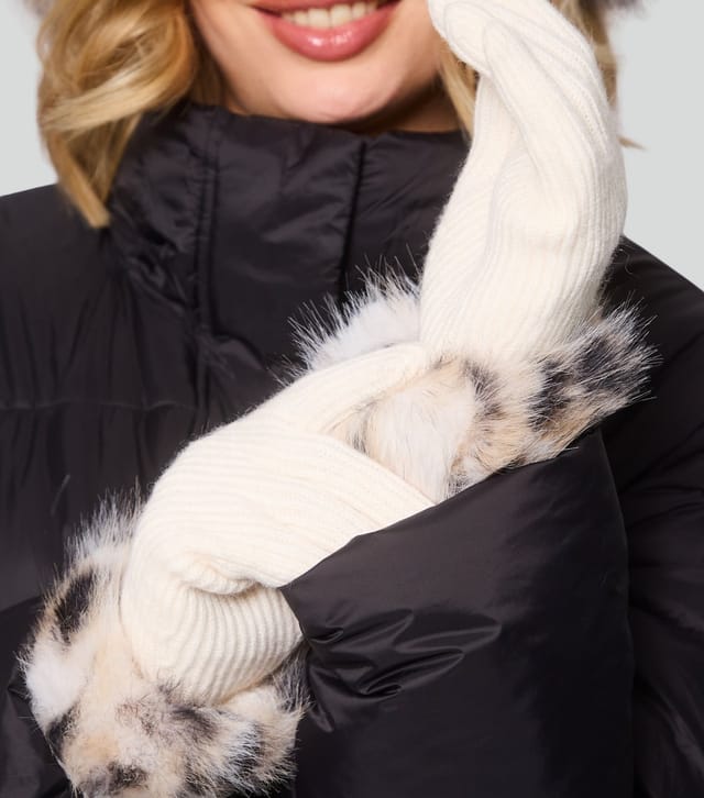 South Beach Brown Animal Print Faux Fur Hat and Gloves South Beach New Look - 2