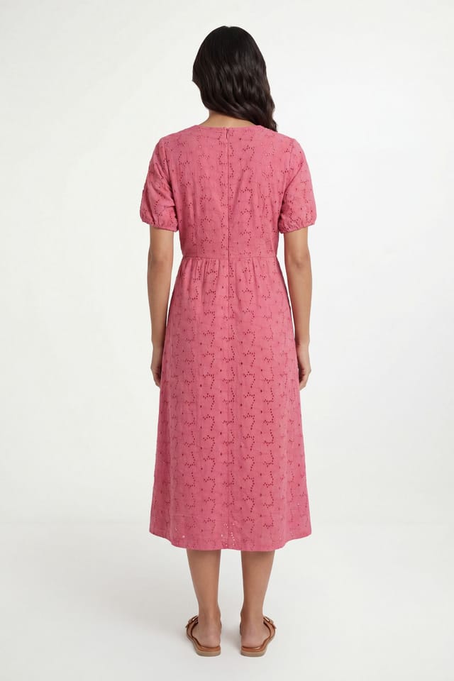 Wallis Wallis Women's Summer Broderie Smock Dress in Pink - 2