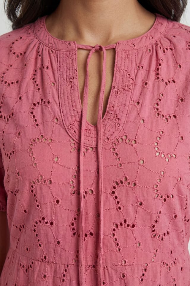 Wallis Wallis Women's Summer Broderie Smock Dress in Pink - 3