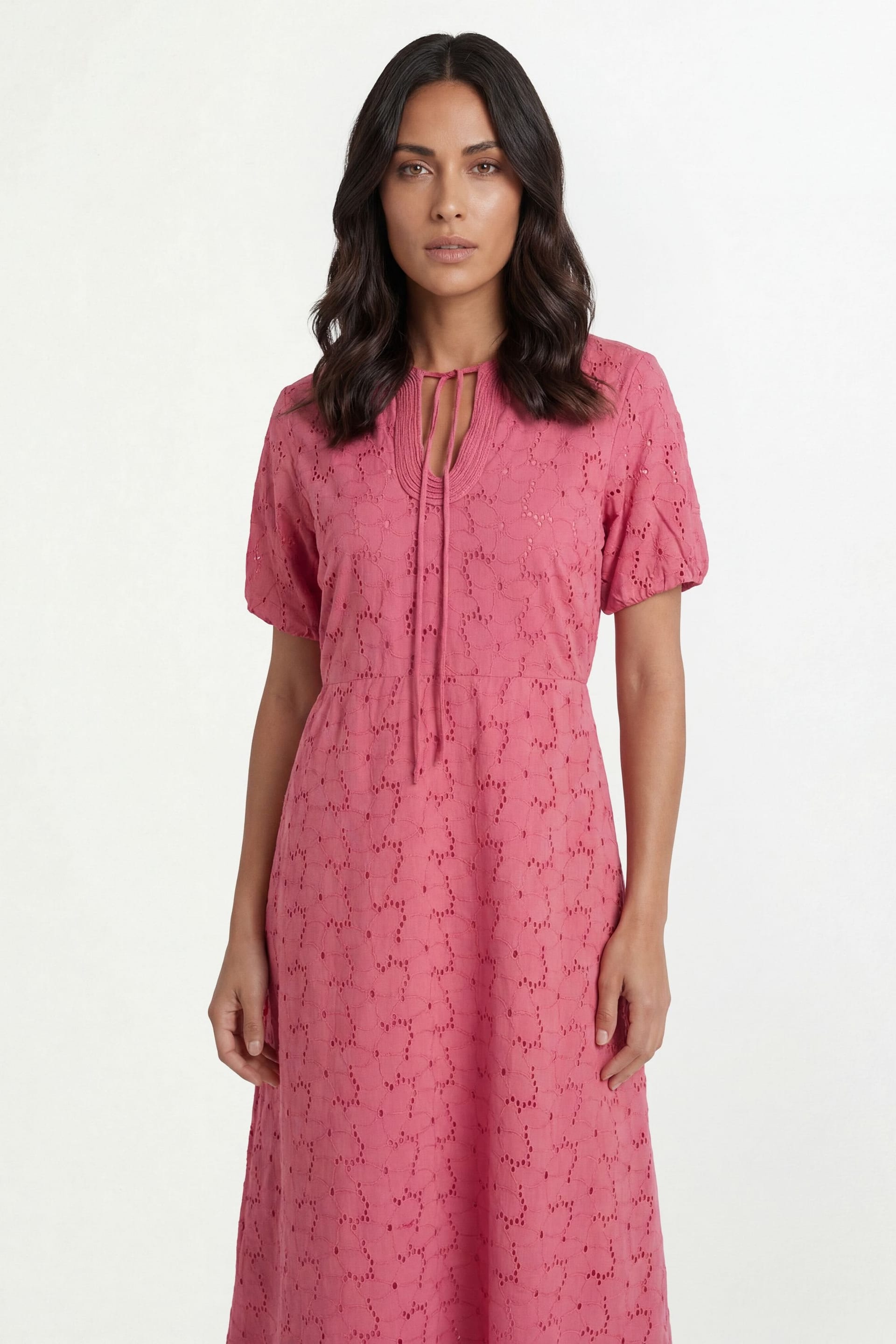 Wallis Wallis Women's Summer Broderie Smock Dress in Pink - 4