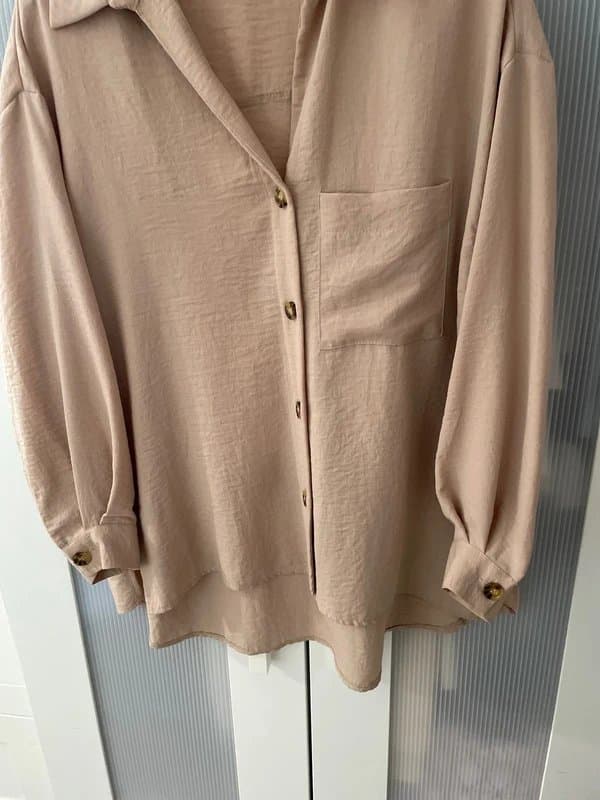 New Look New Look beige oversized linen look shirt size 10