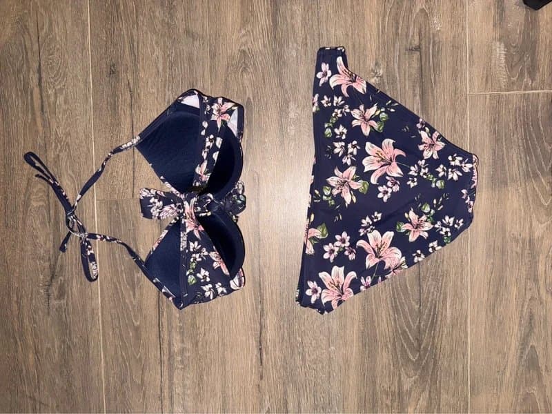 New Look Navy Bikini with Flower Design