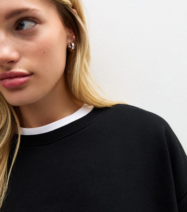 New Look Women's Black Jersey Crew Neck Sweatshirt New Look - 2