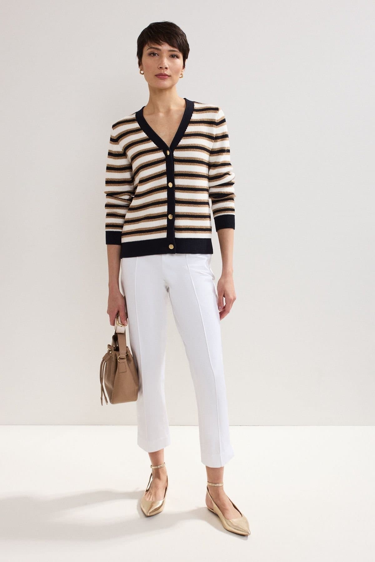 Phase Eight Phase Eight White Cotton Cropped Slim Trouser