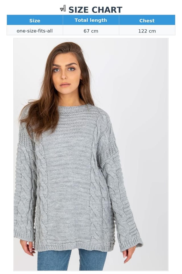Love Lace Love Lace Women's Extended Cut Sweater With Wide Long Sleeves in Grey - 3