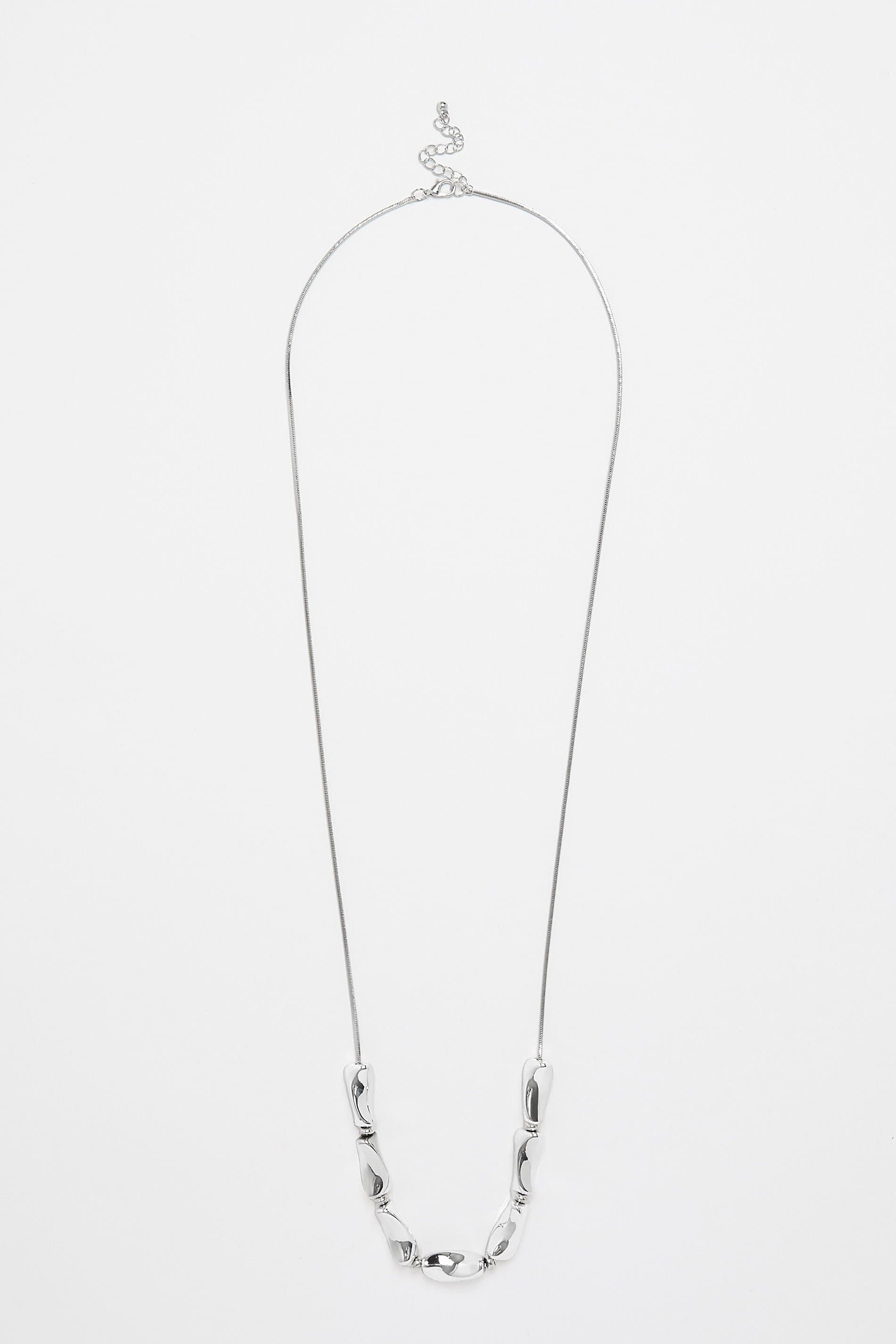 Yours Sliver Tone Long Twist Bead Necklace