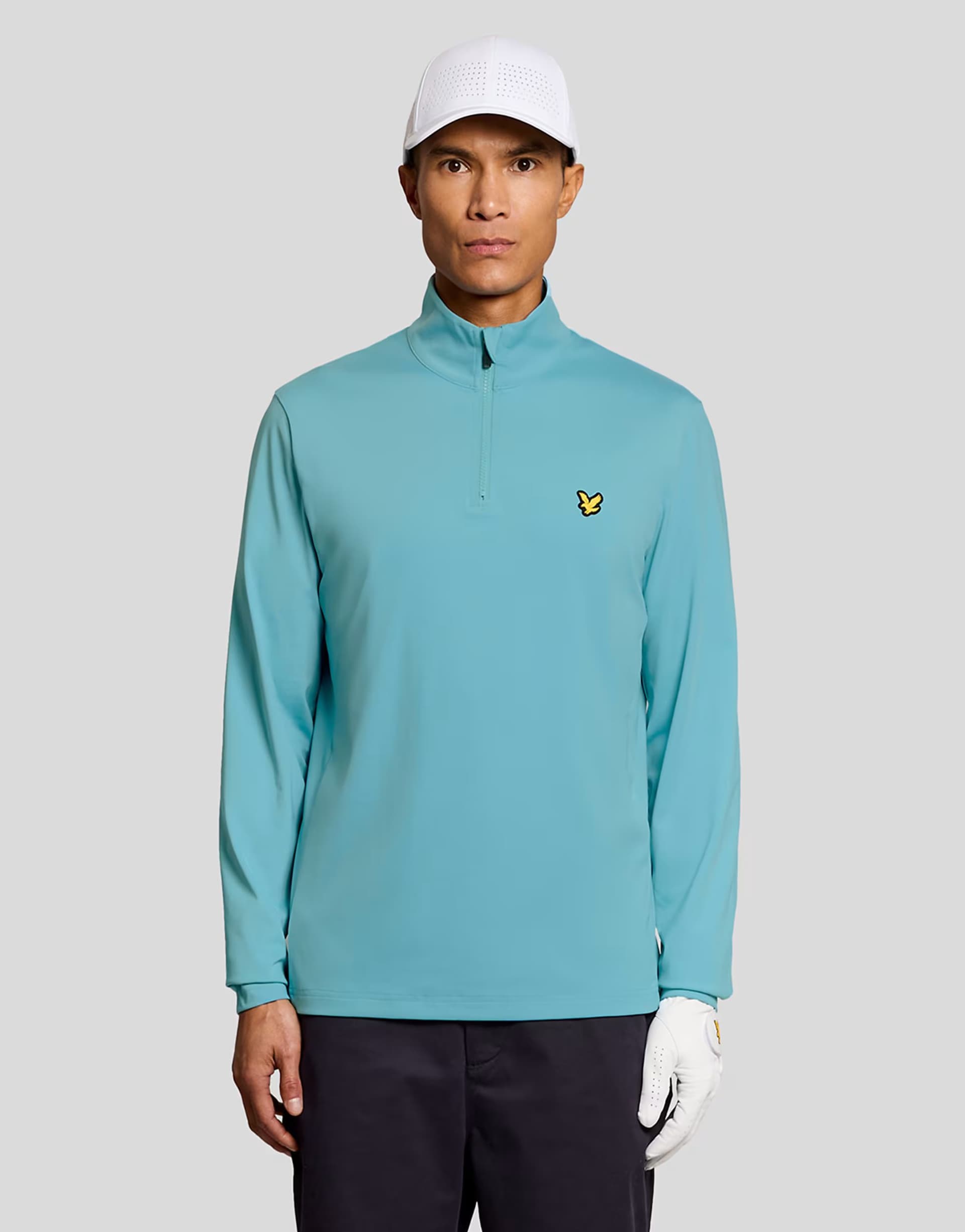 ASOS Lyle & Scott Mid layers golf core quarter zip midlayer in 661 aquamarine blue