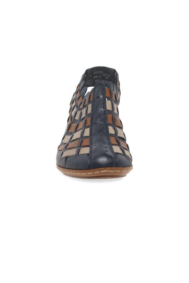 Rieker Rieker Women's 'Sina' Woven Heeled Shoes in Navy - 3