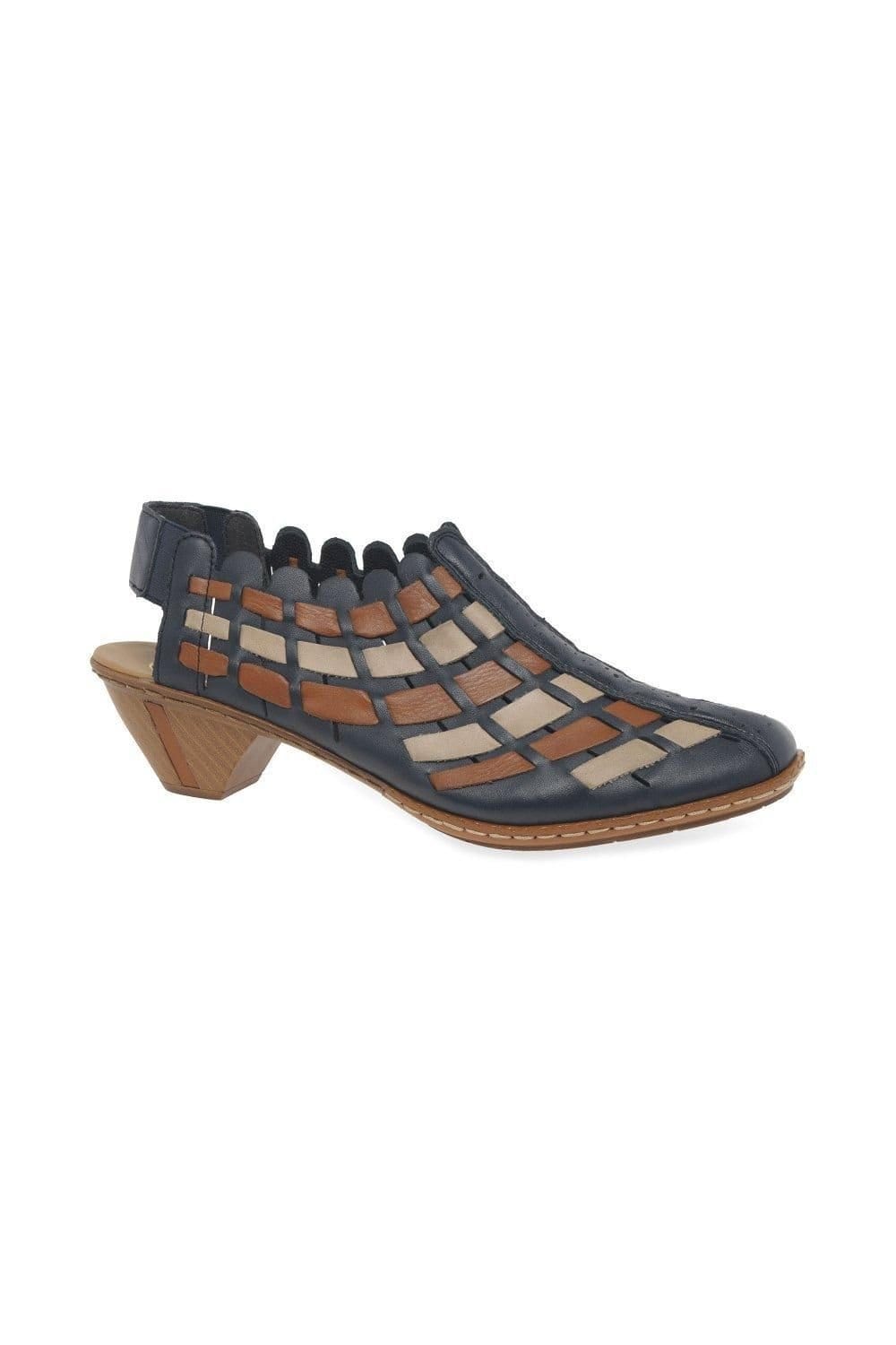 Rieker Rieker Women's 'Sina' Woven Heeled Shoes in Navy - 4