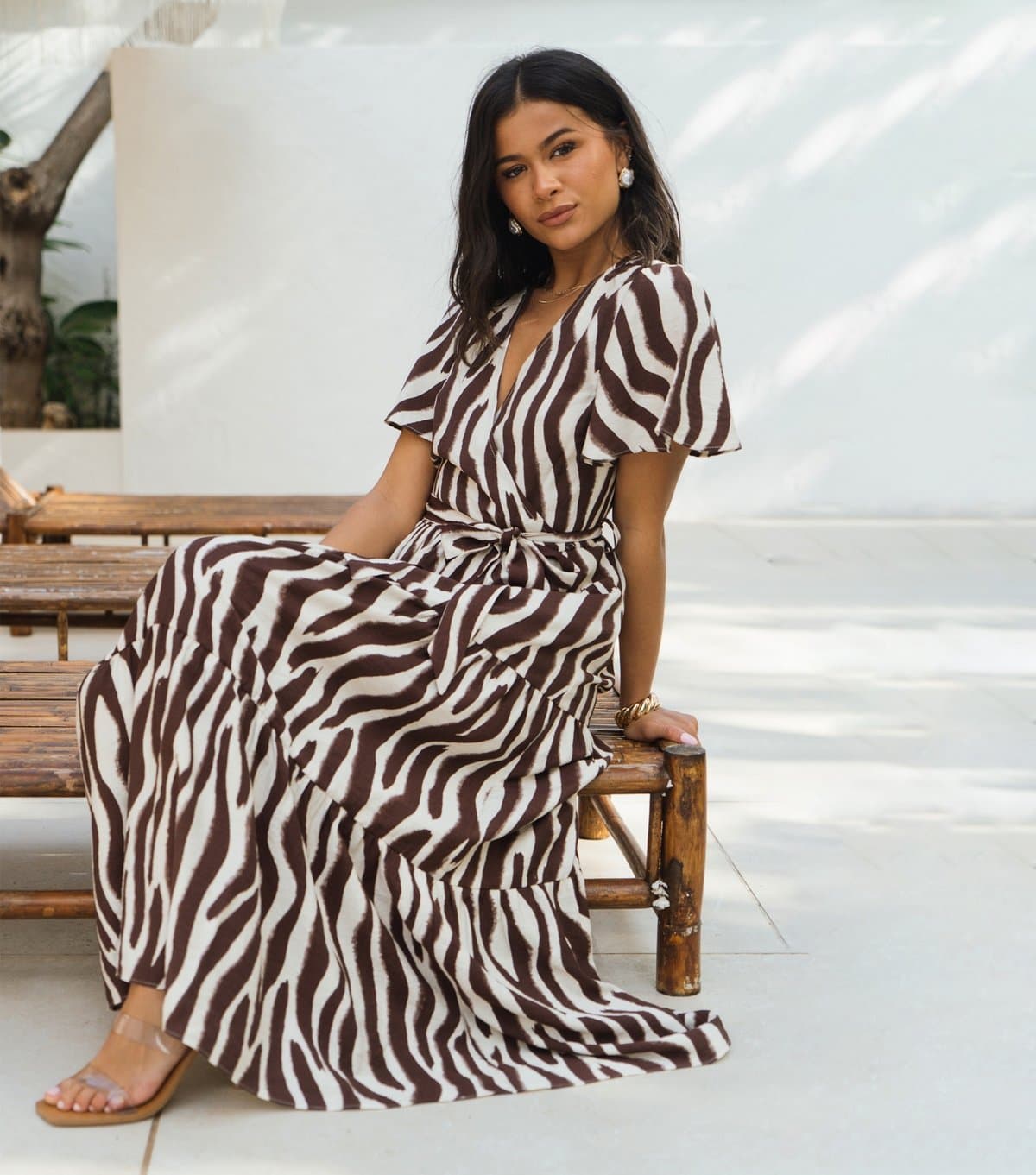 Gini London Women's Brown Zebra Print Wrap Dress Gini London New Look
