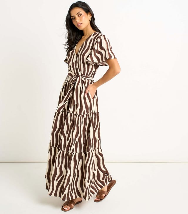 Gini London Women's Brown Zebra Print Wrap Dress Gini London New Look - 3