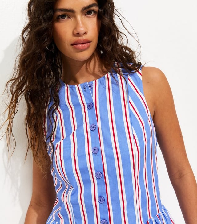 New Look Women's Blue Striped Poplin Mini Dress New Look - 2
