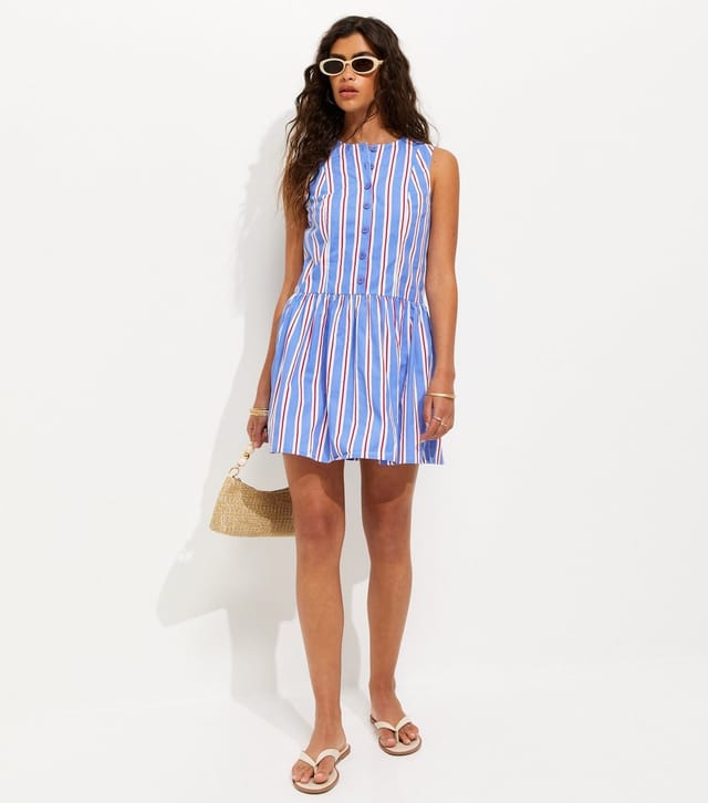 New Look Women's Blue Striped Poplin Mini Dress New Look - 3