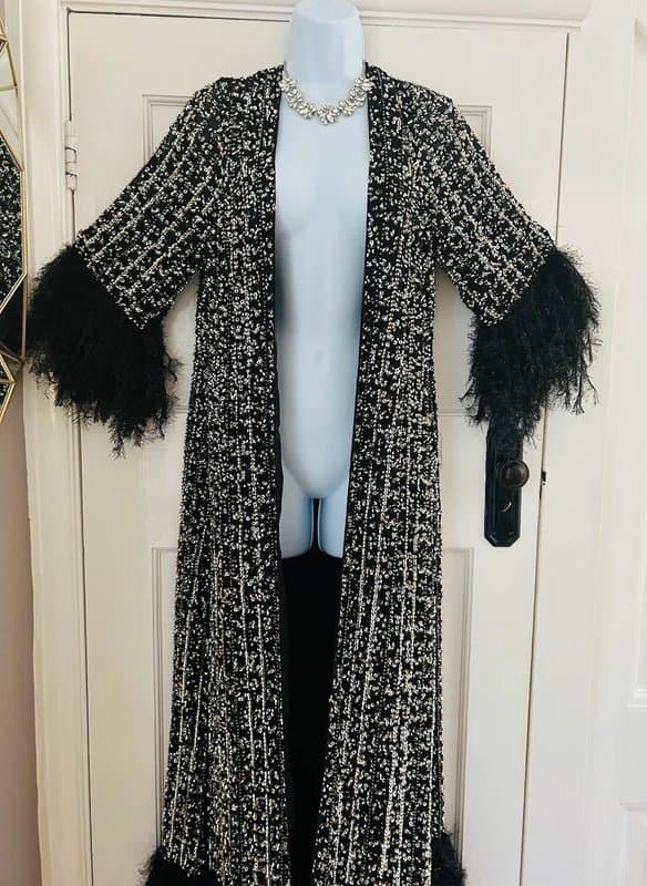 ASOS embellished maxi robe kimono-feather festival, gothic steampunk Holiday special occasion one size