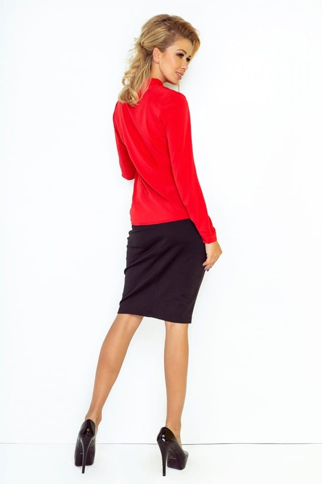 Love Lace Love Lace Women's Long Sleeve Blouse With Front Tie in Red - 3