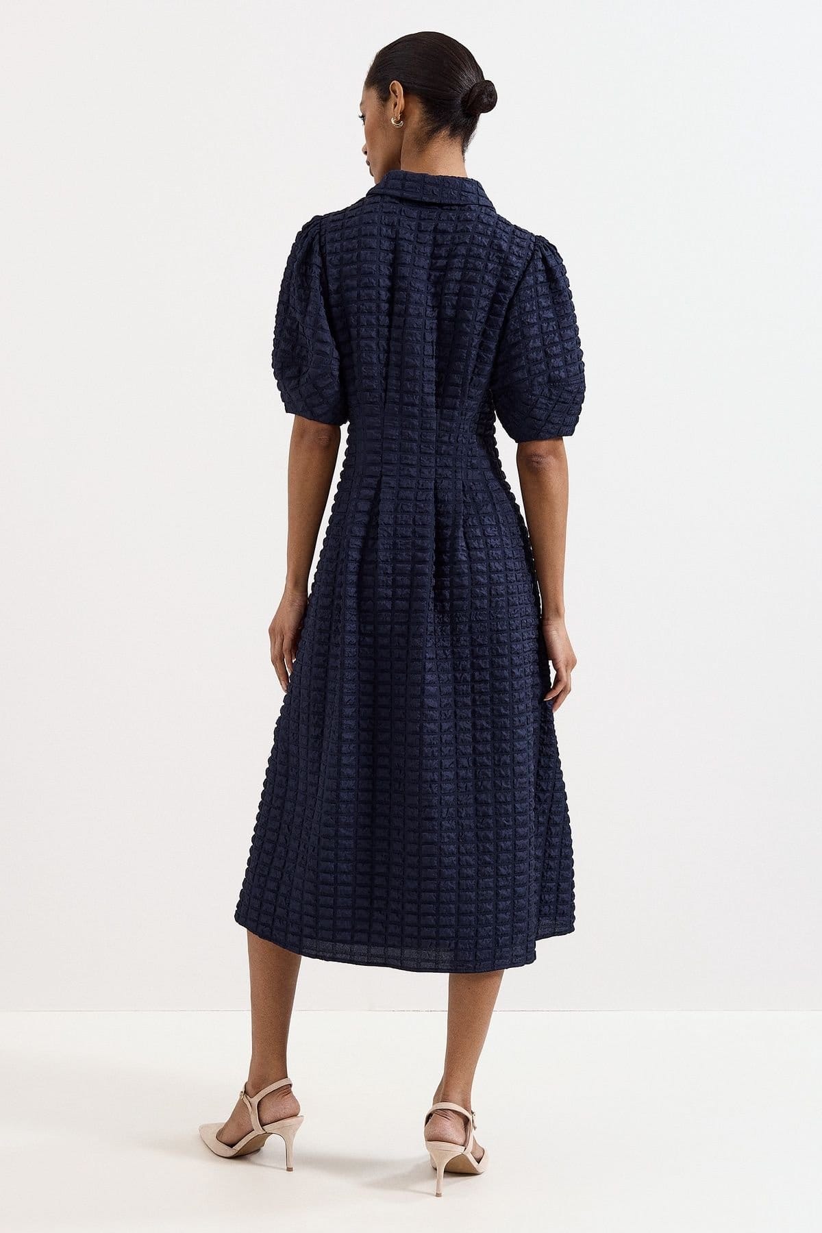 Phase Eight Phase Eight Women's Textured Shirt Midi Dress in Dark Navy - 4