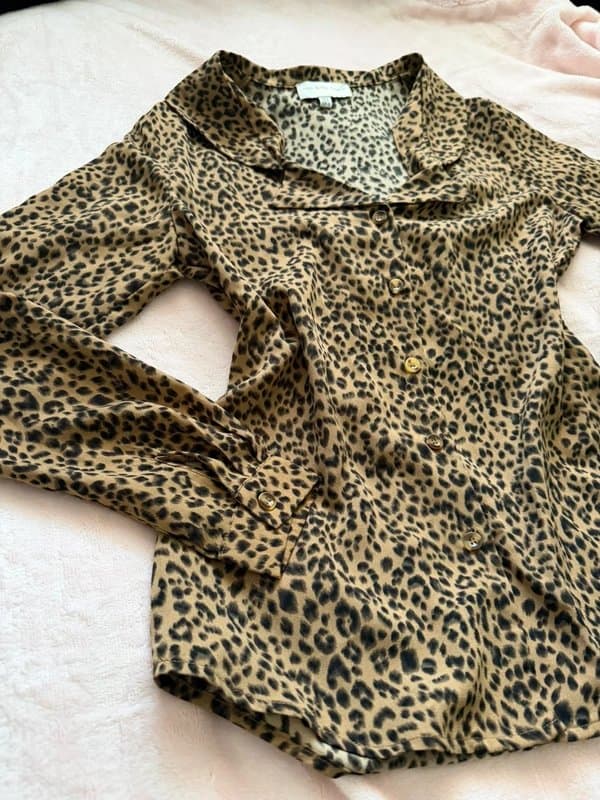 Never Fully Dressed Never Fully Dressed Leopard Print Long Sleeve Button-Up Shirt - UK 8