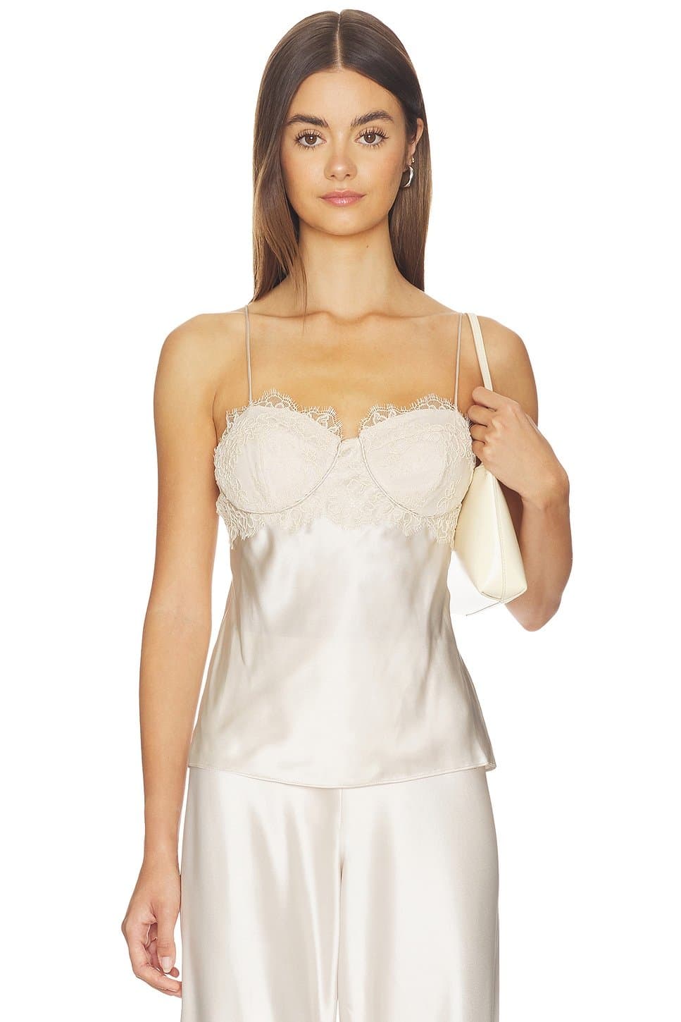 revolve Revolve Bustier Satin Camisole in Oat