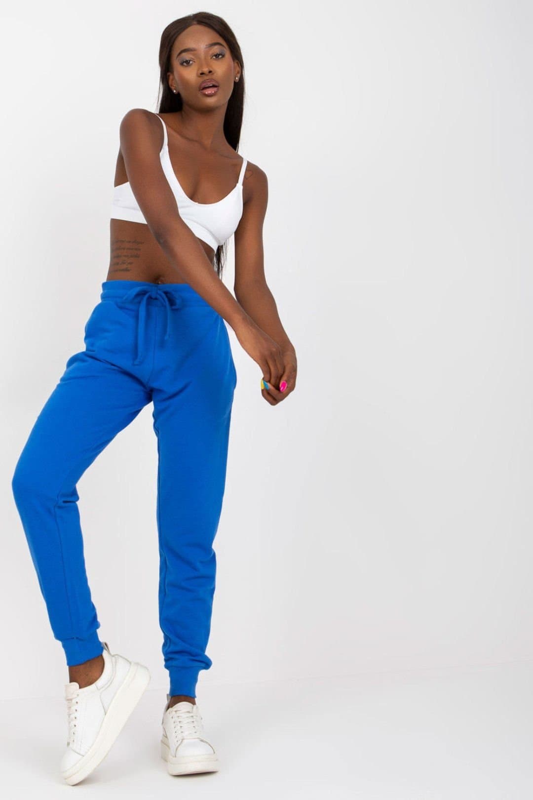 Love Lace Love Lace Women's High Waisted Sweatpants with Tie Waist Pockets in Blue