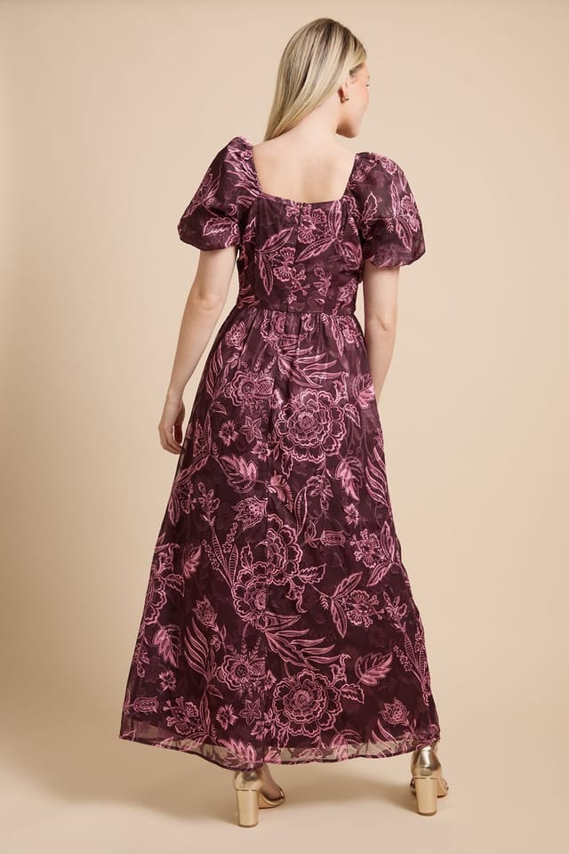 Dorothy Perkins Dorothy Perkins Women's DP Luxe Puff Sleeve Chiffon Maxi Dress in Red - 3