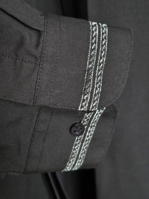 daniel Ellissa Daniel Ellissa Black Embroidered Shirt Mens 16.5 Collar Smart Formal Long Sleeve