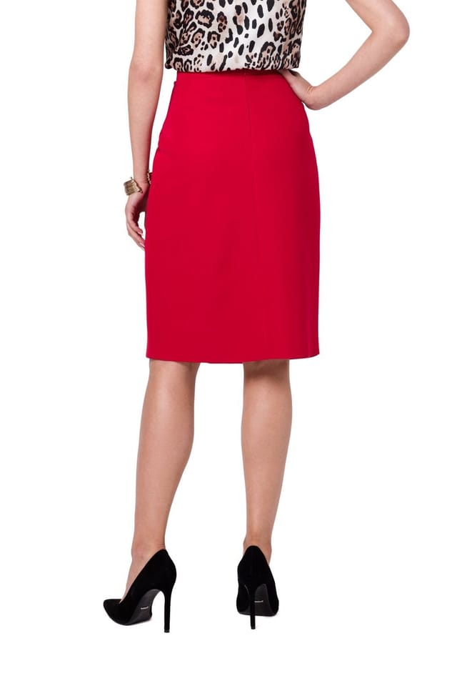 Love Lace Love Lace Women's Asymmetrical Double Front A line Skirt in Red - 3