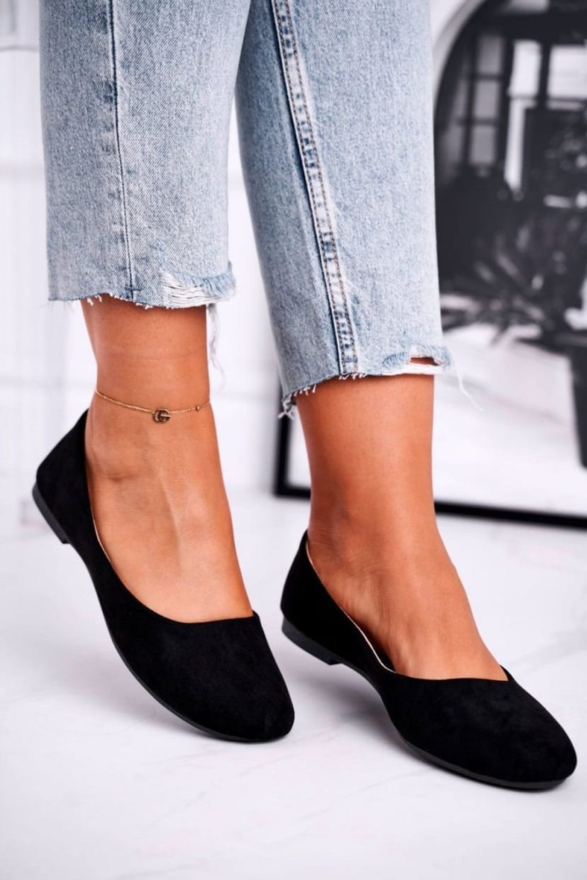 Love Lace Love Lace Women's Ballet Flats Slip On Suede with Soft Insole Comfort in Black - 1