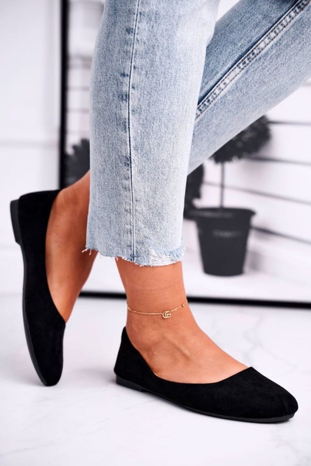 Love Lace Love Lace Women's Ballet Flats Slip On Suede with Soft Insole Comfort in Black - 2