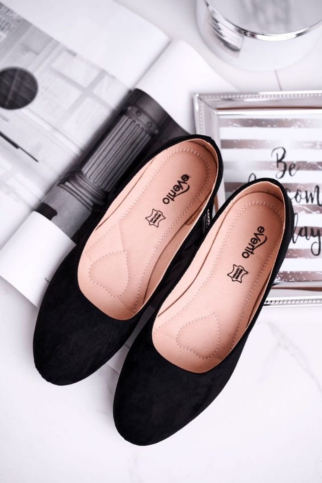 Love Lace Love Lace Women's Ballet Flats Slip On Suede with Soft Insole Comfort in Black - 3