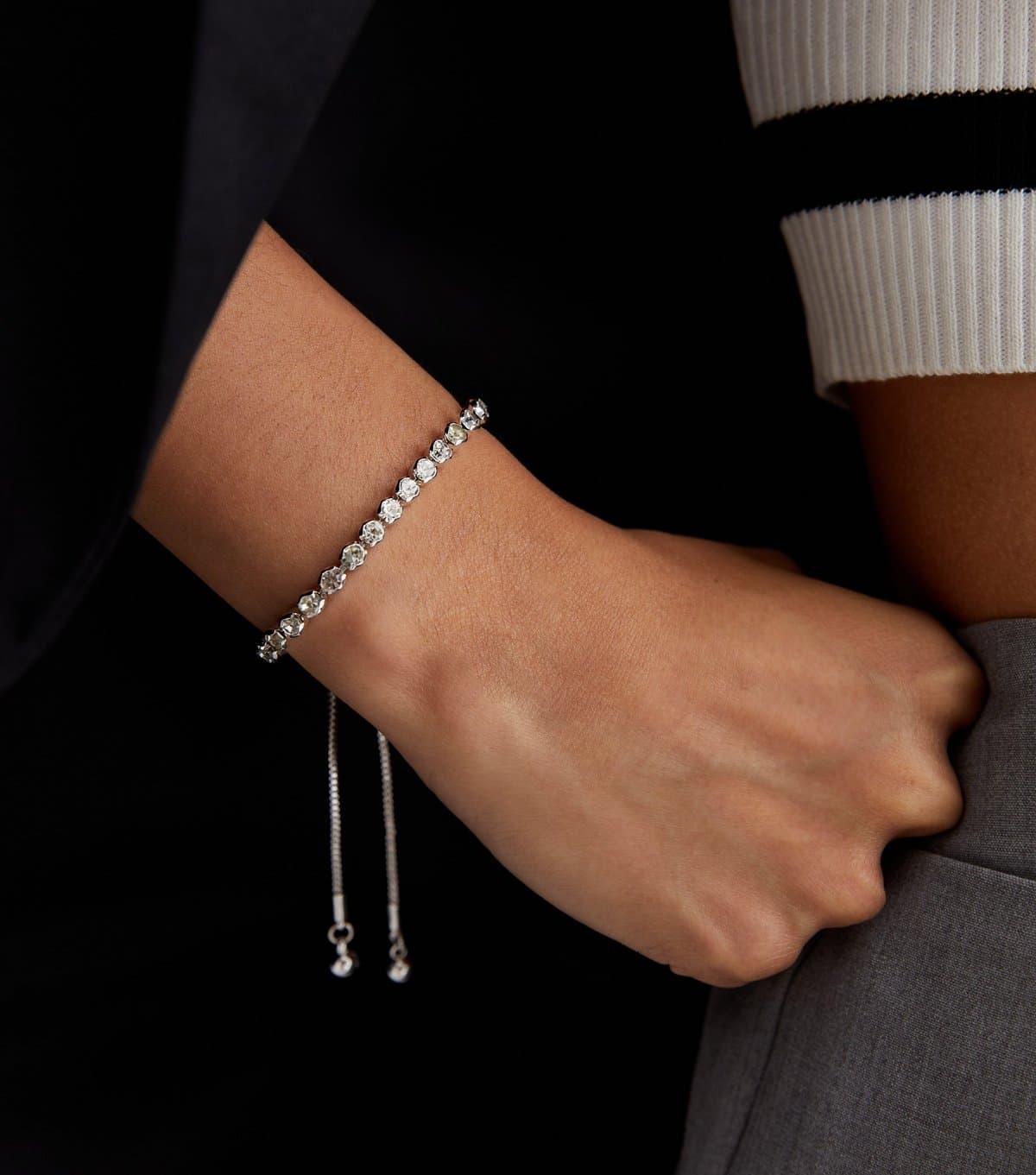 New Look Silver Diamanté Toggle Bracelet New Look