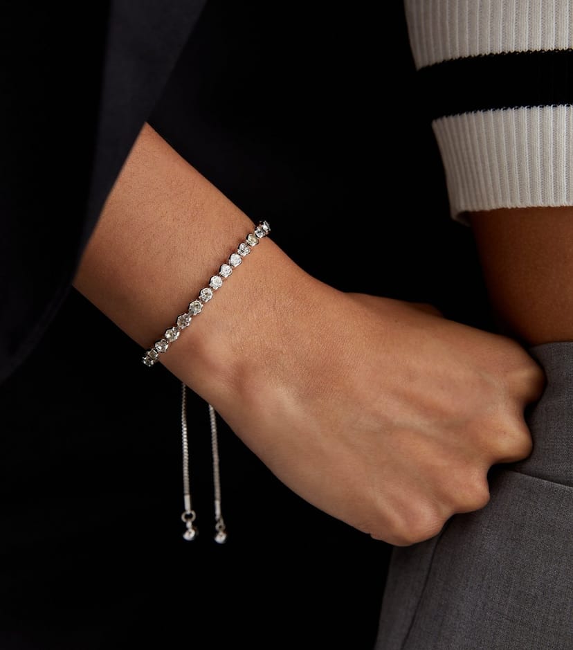 New Look Silver Diamanté Toggle Bracelet New Look - 1