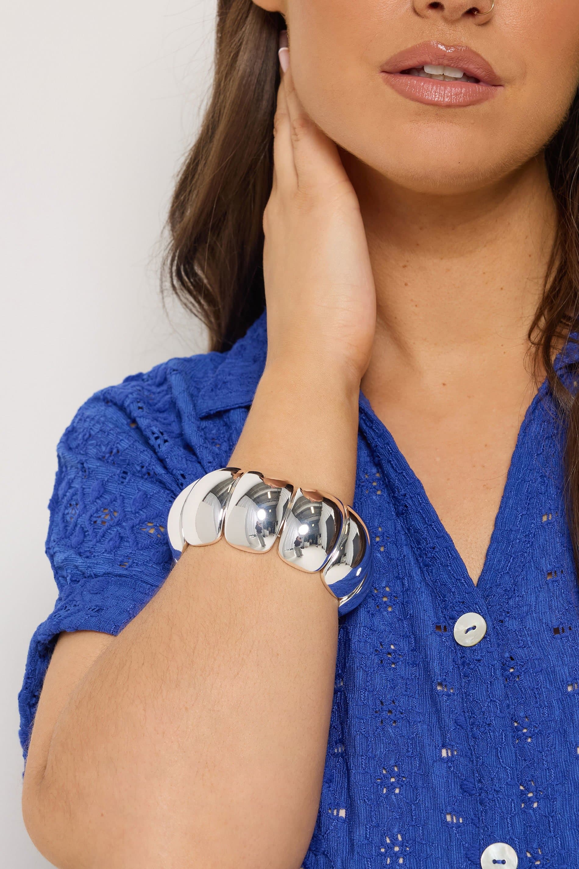 Yours Silver Tone Statement Bead Stretch Bracelet