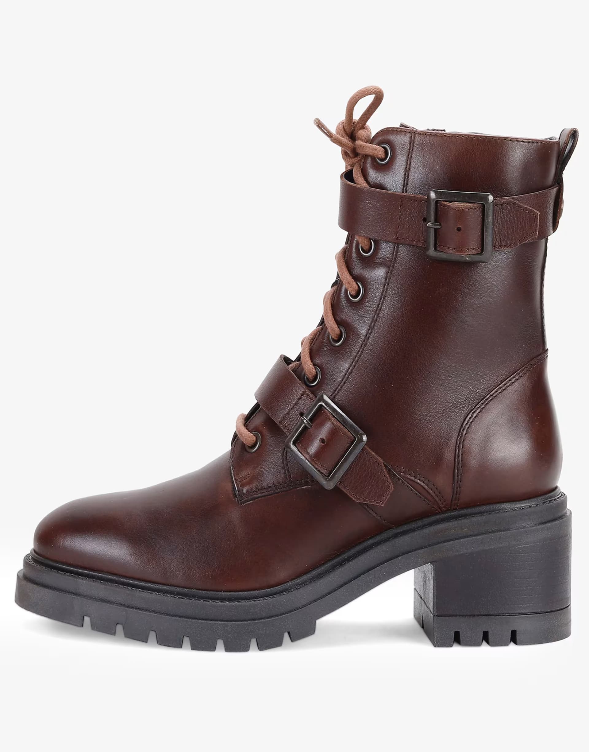 ASOS OFF THE HOOK 'PARKSIDE' Block Heel High Heel Ankle Leather Boots in Brown