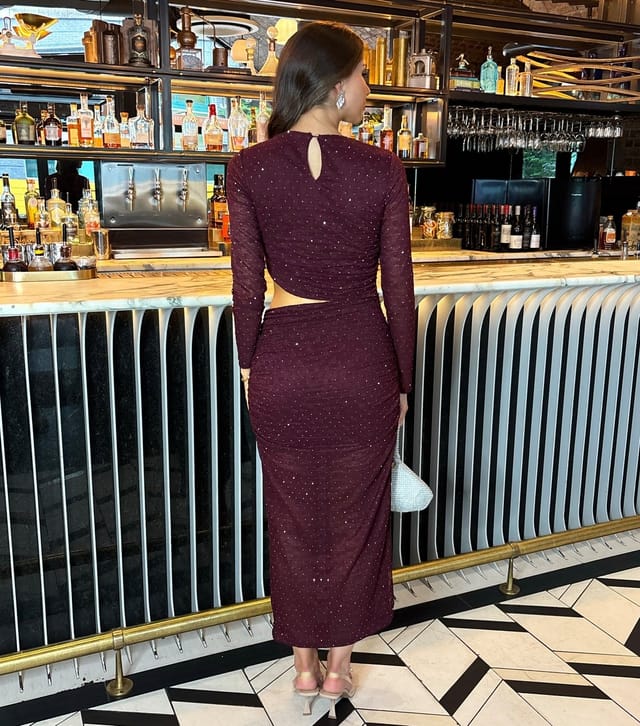 AX Paris Women's Dark Purple Diamante Cut Out Midi Dress AX Paris New Look - 3