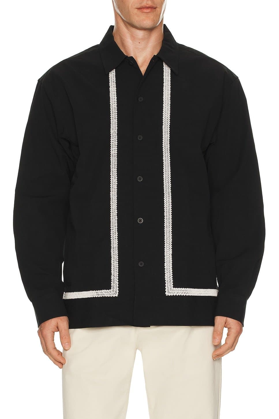 revolve Revolve Embroidered Button Up Overshirt in Black