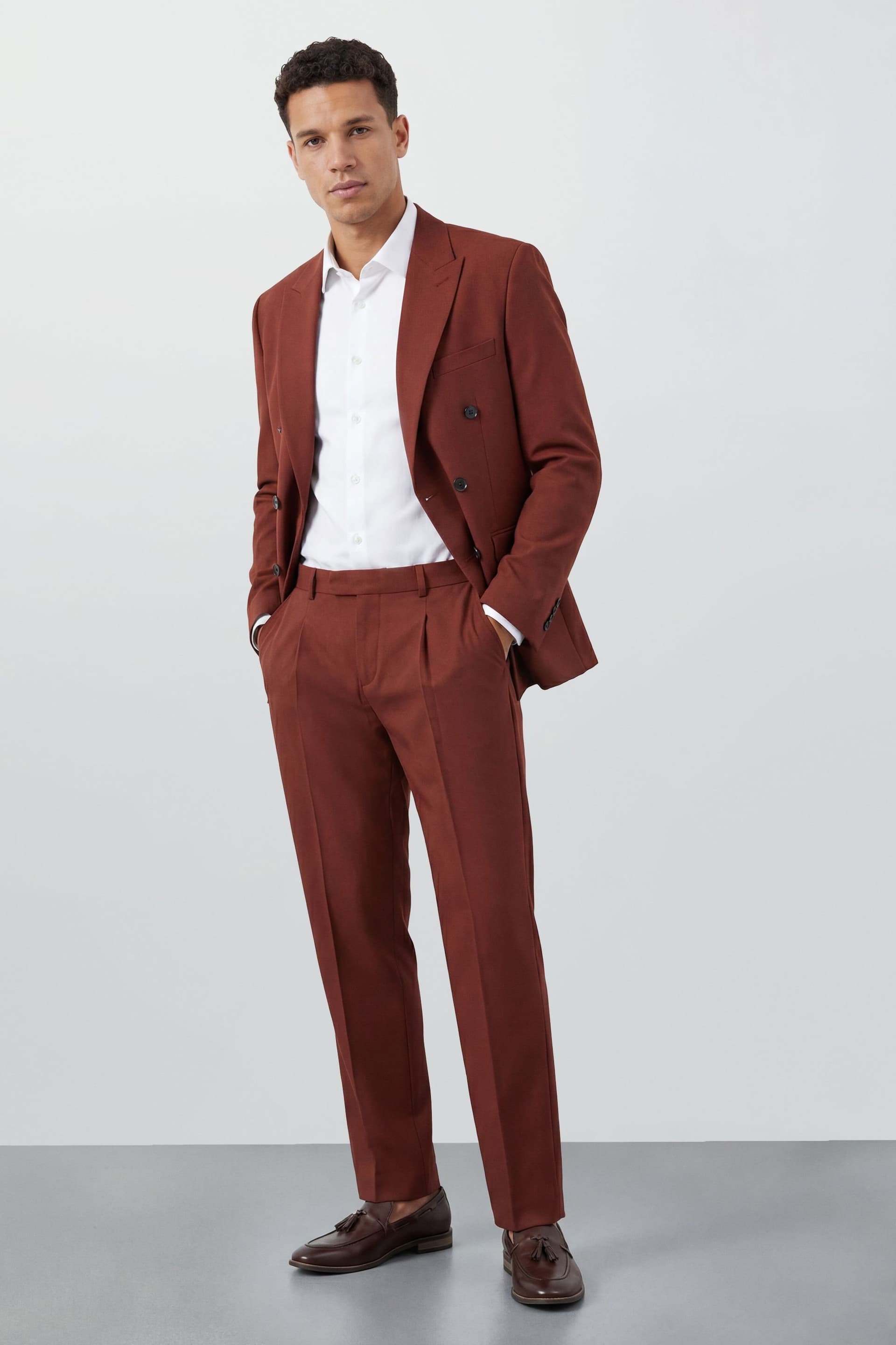 Burton Burton Men's Rust Double Breasted Blazer