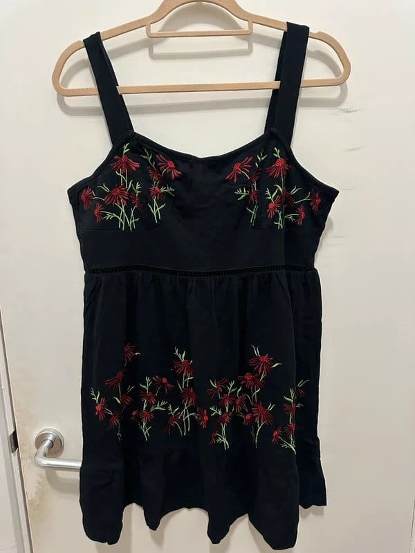 ASOS Black Flowery Embroidered Dress - 1