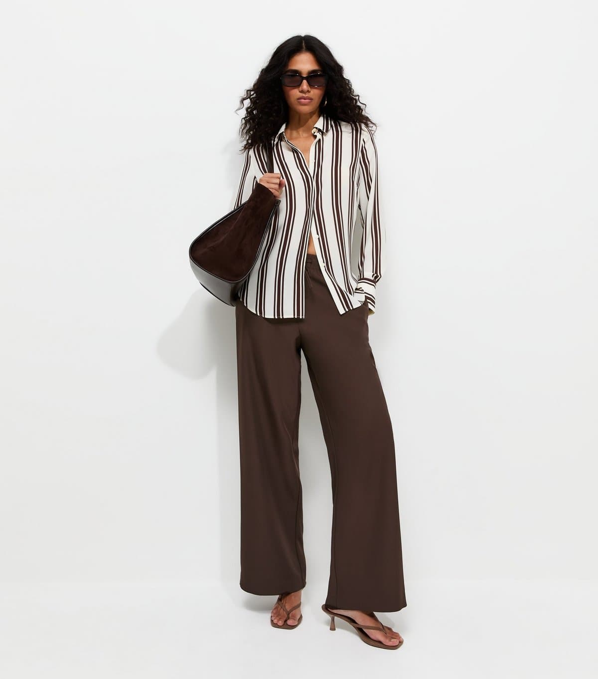 New Look New Look Wide Leg Trousers In Dark Brown For Women