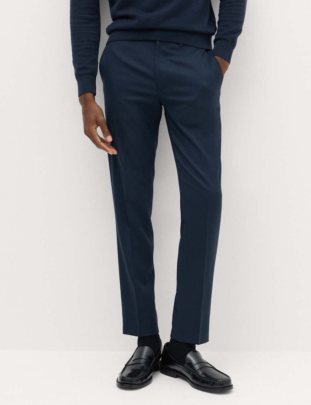Marks & Spencer M&S Slim Fit Wool Blend Suit Trousers Navy