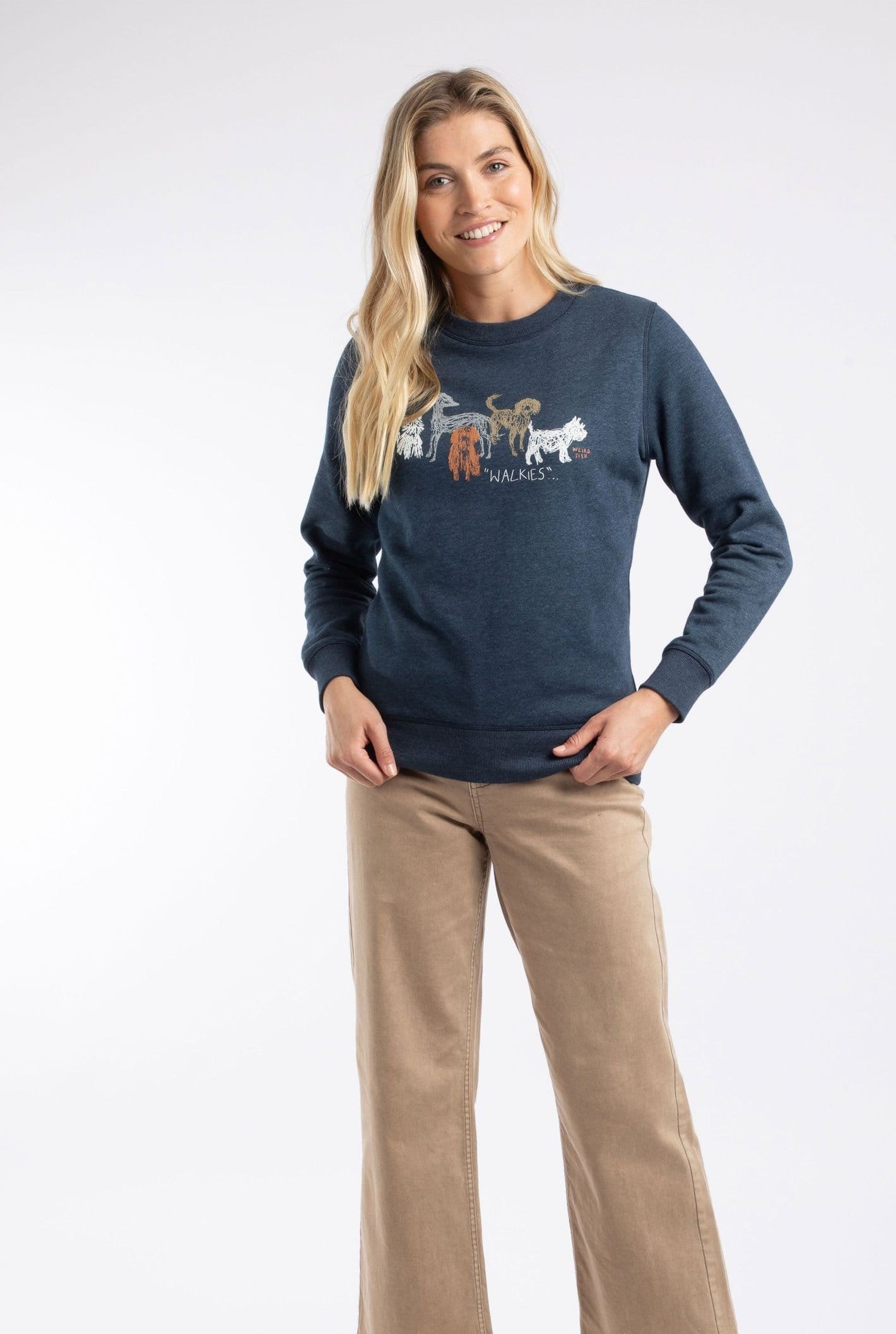 Weird Fish Weird Fish Women's Chidham Graphic Crew Neck Sweatshirt in Navy - 4