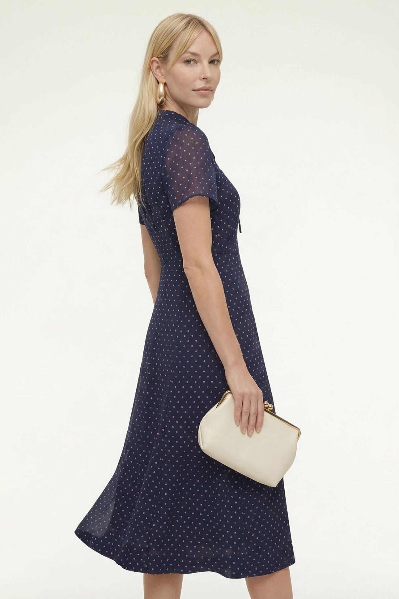Lily and Lionel Lily and Lionel Women's Primrose Garden Polka Dot Print Midi Dress in Navy - 4