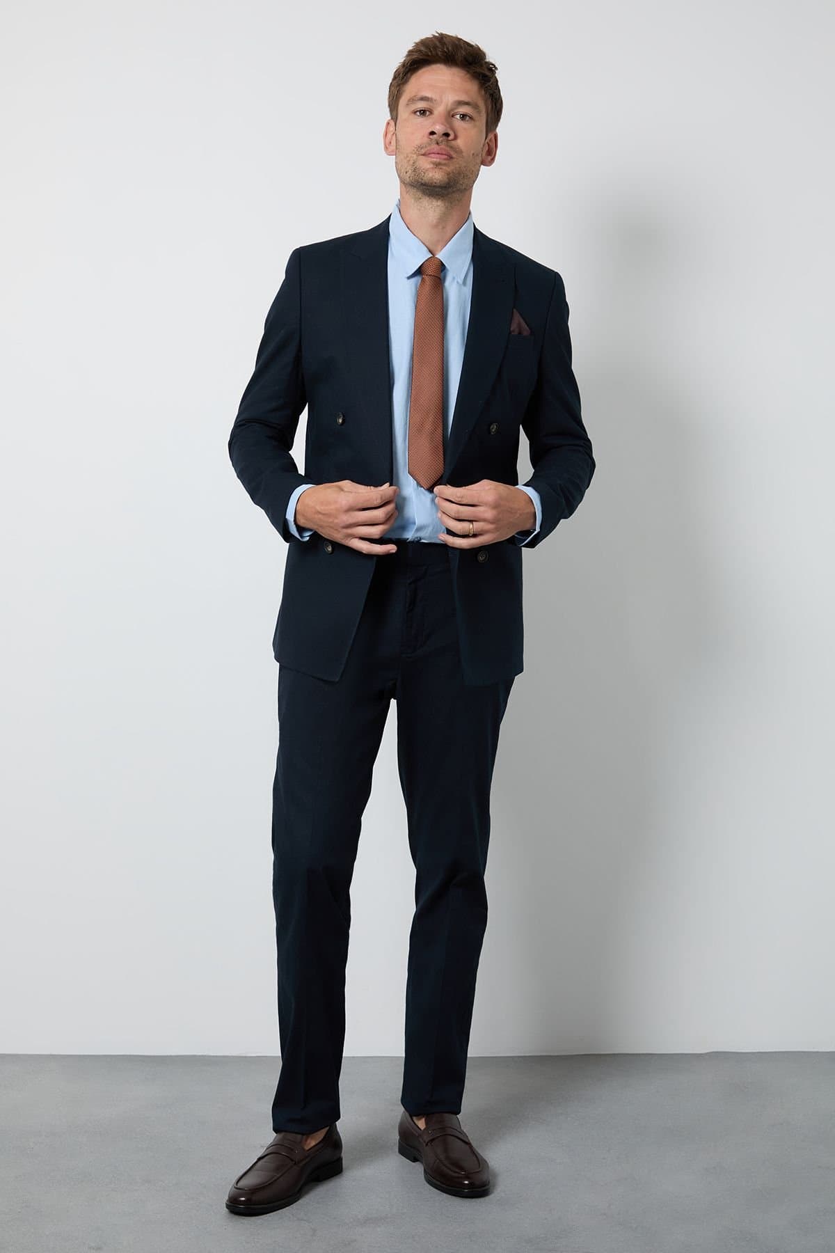 Burton Burton Men's Navy Linen Slim Fit Suit Trousers