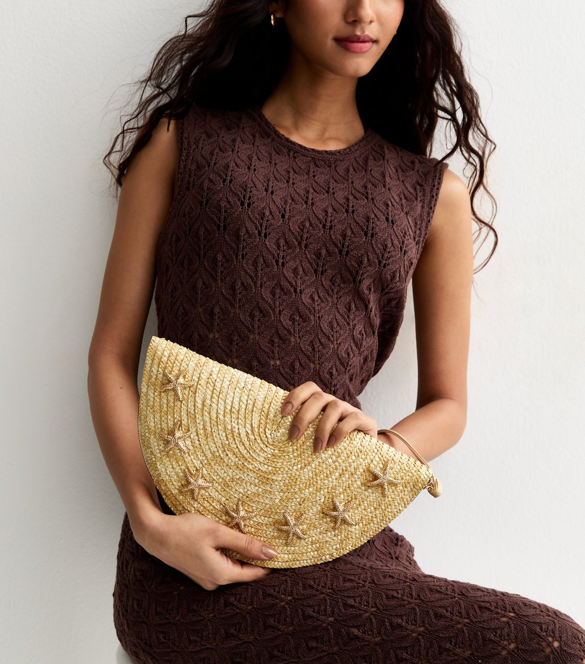 New Look Stone Straw Folded Starfish Clutch New Look - 2