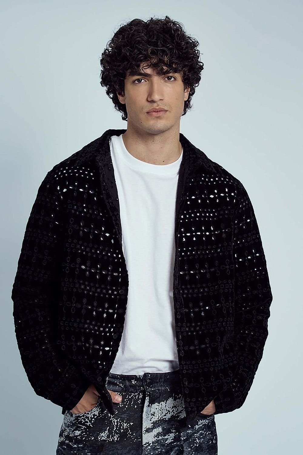 Native Youth Native Youth Men's Long Sleeve Velvet Broderie Shirt in Black - 4