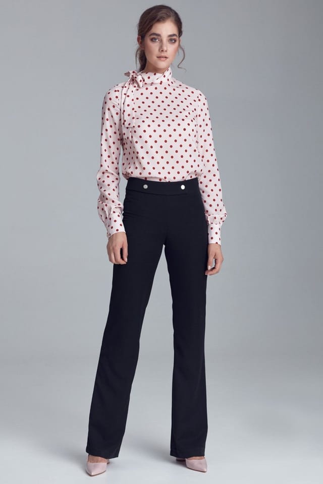 Love Lace Love Lace Women's Soft Office Trousers with Belt Buttons in Black - 2